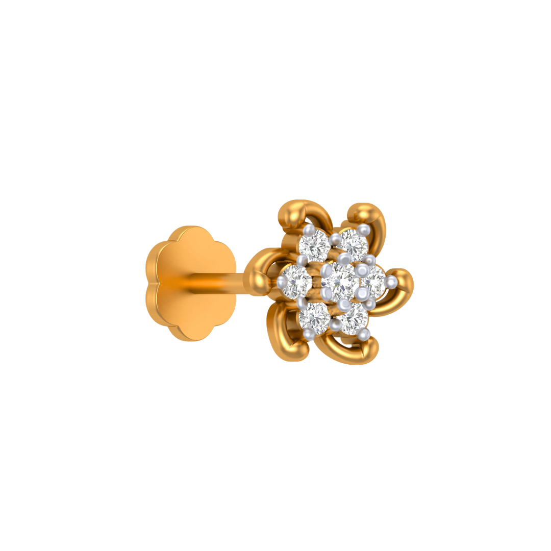 9K Gold & Diamond Stud Nose Pin