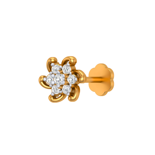 9K Gold & Diamond Stud Nose Pin