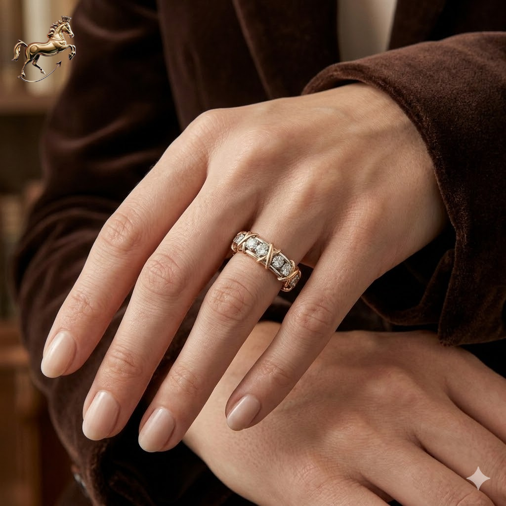 Crossover Rose Gold with Diamond Ring