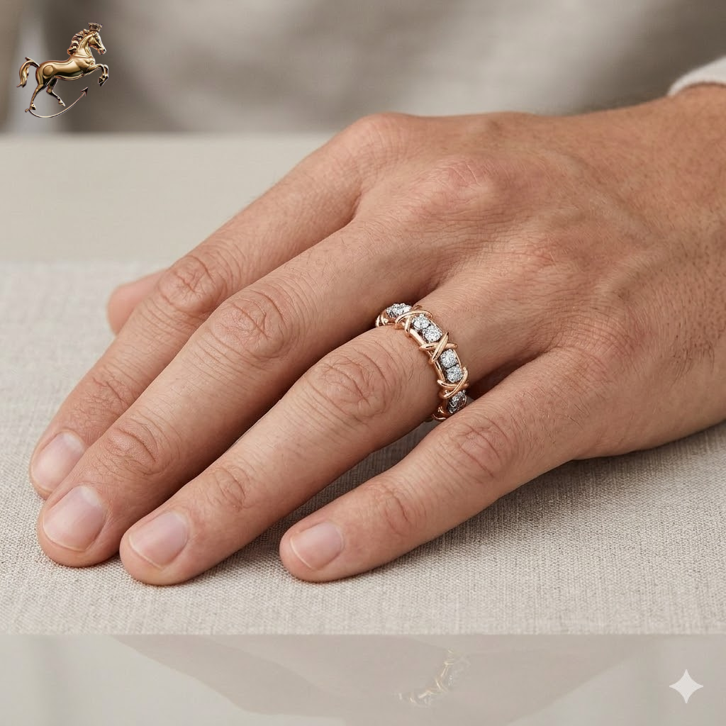 Crossover Rose Gold with Diamond Ring