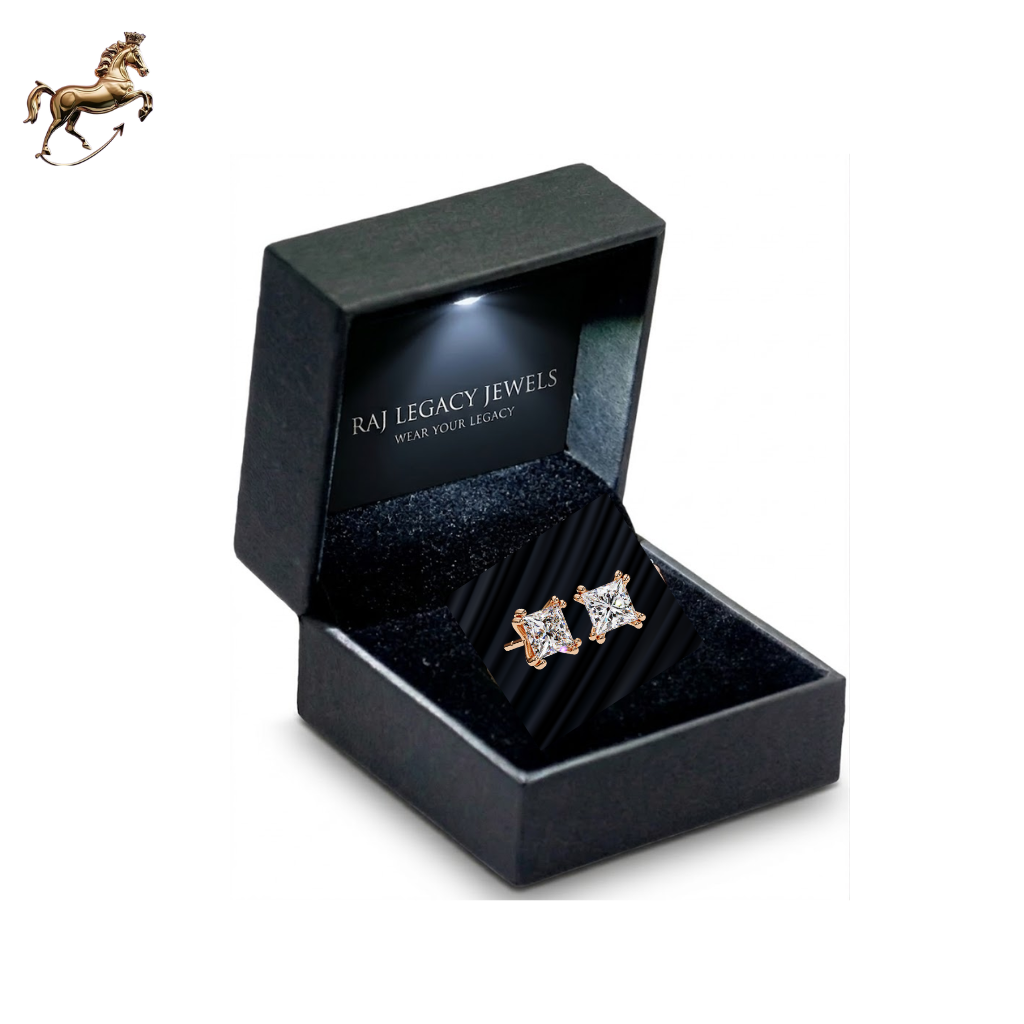 Four-Prong Princess Cut Diamond Stud Earrings