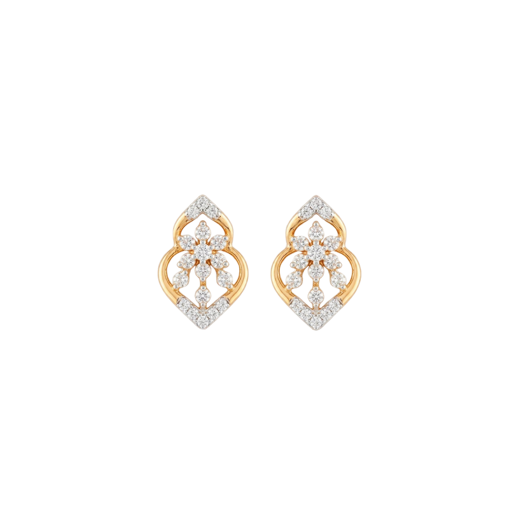 Floral Kite shaped Diamond Earring