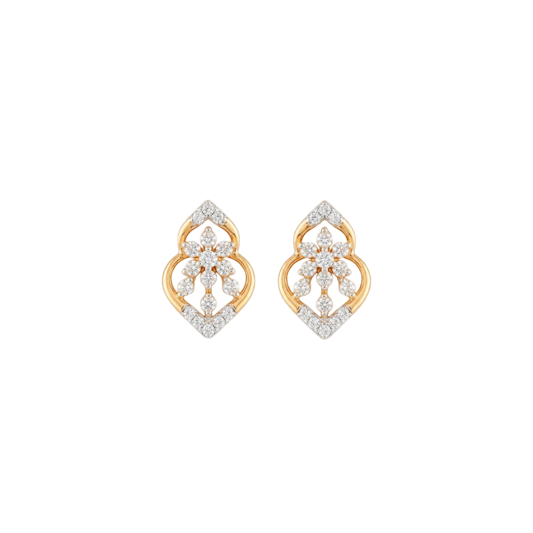 Floral Kite shaped Diamond Earring
