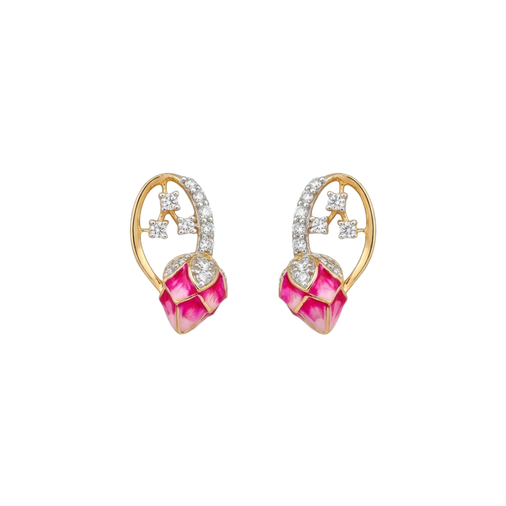 Rosebud Gold & Diamond Stud Earrings
