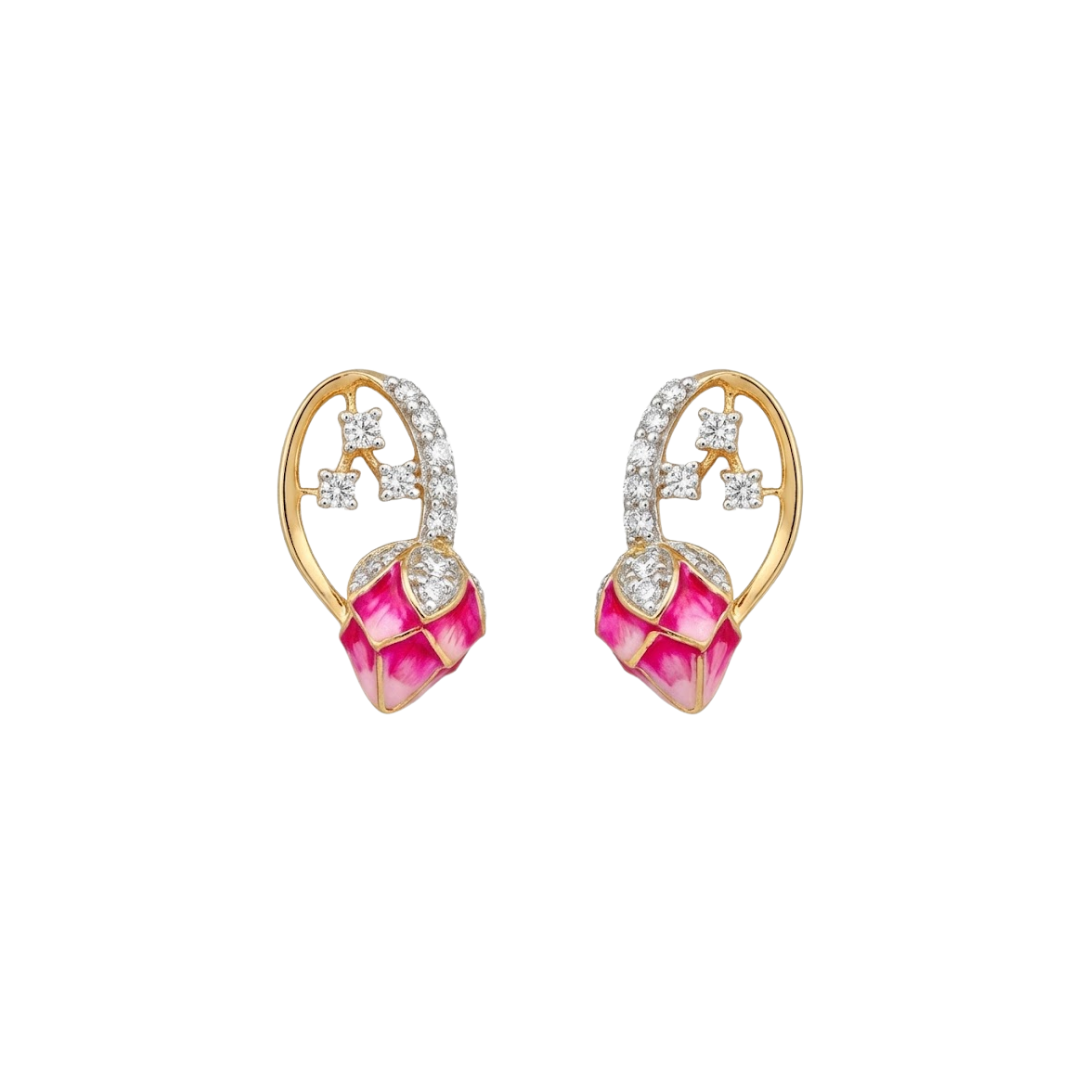 Rosebud Gold & Diamond Stud Earrings