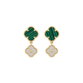 Green Malachite and Diamond Motifs Earring