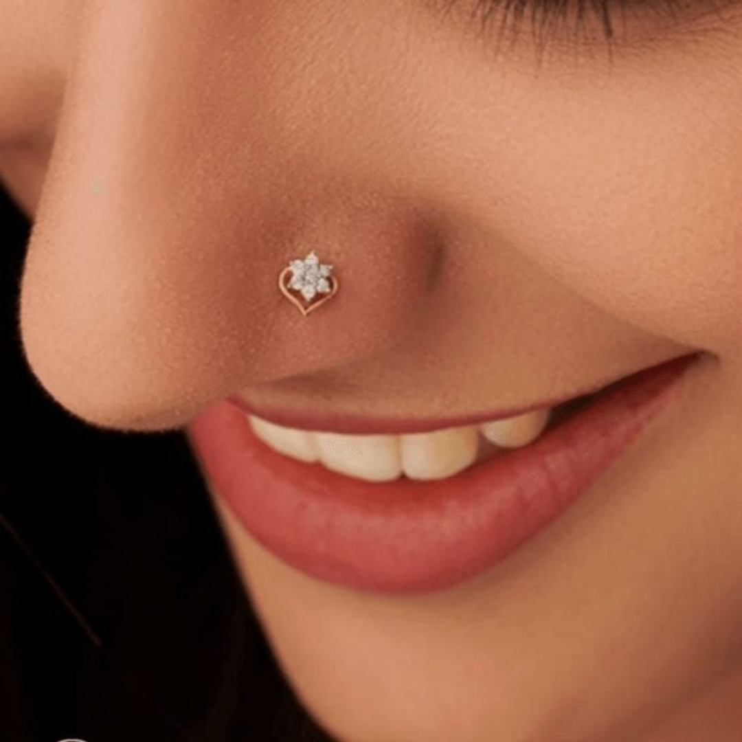 Floral Delight Diamond Nose Stud crafted
