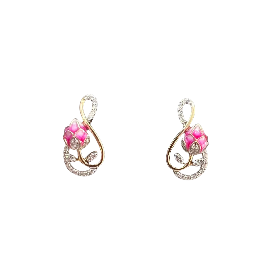 Floral Ruby Diamond Earrings
