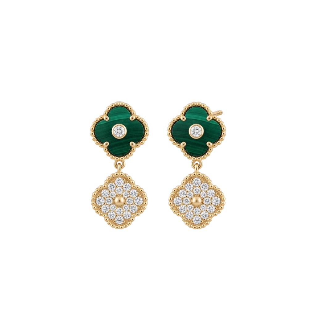 Malachite and Diamond Earring