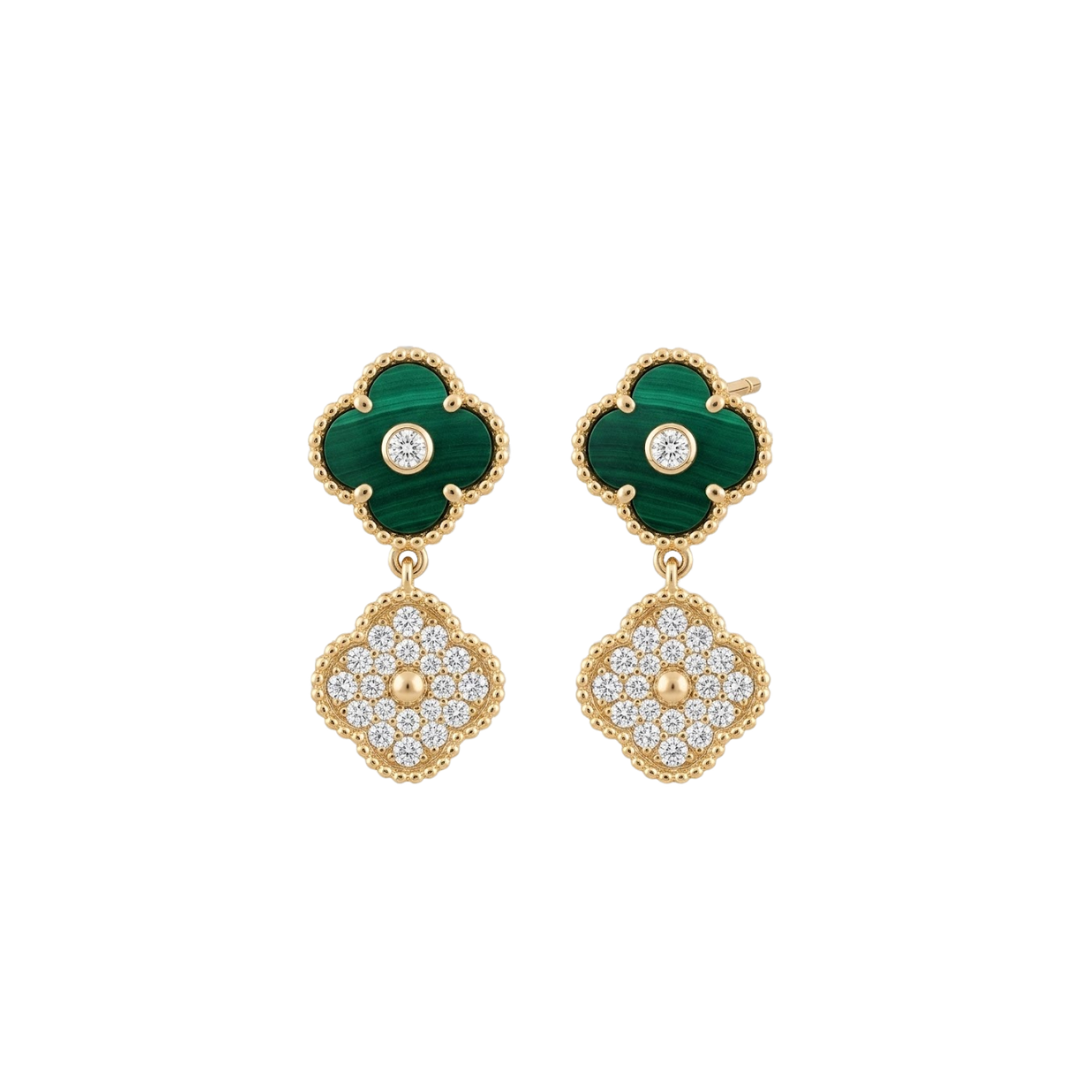 Malachite and Diamond Earring