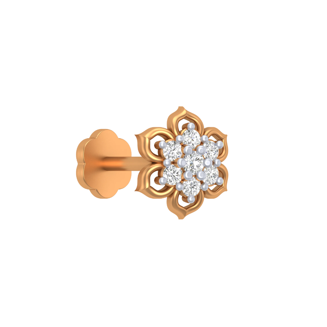 Floral shaped 9k Gold Nosepin