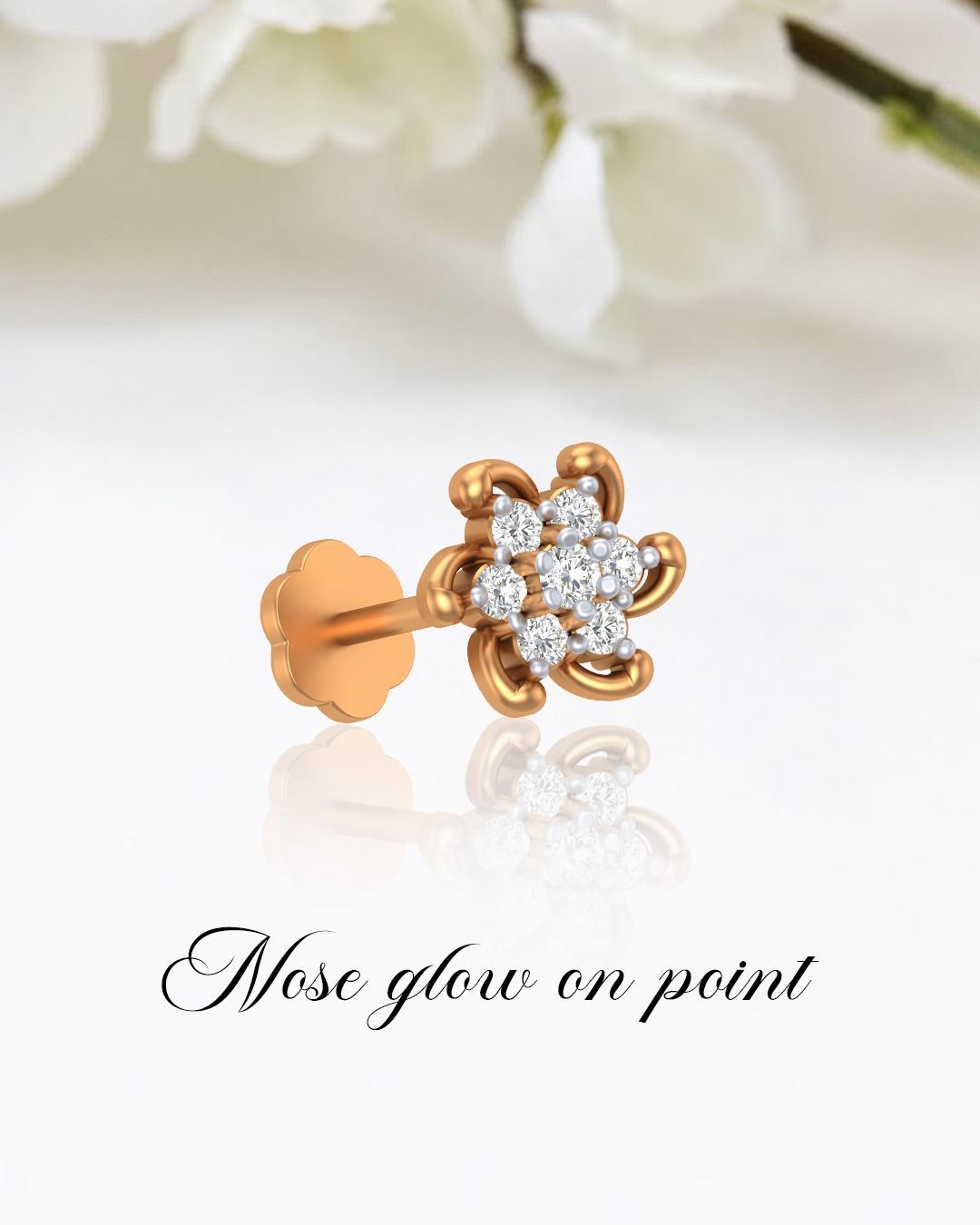 9K Gold & Diamond Stud Nose Pin